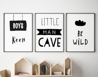 Set of 3 Little Man Cave Be Wild Prints