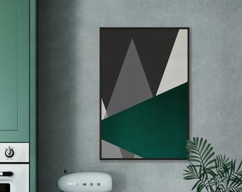 Abstract Emerald Green Triangles Print