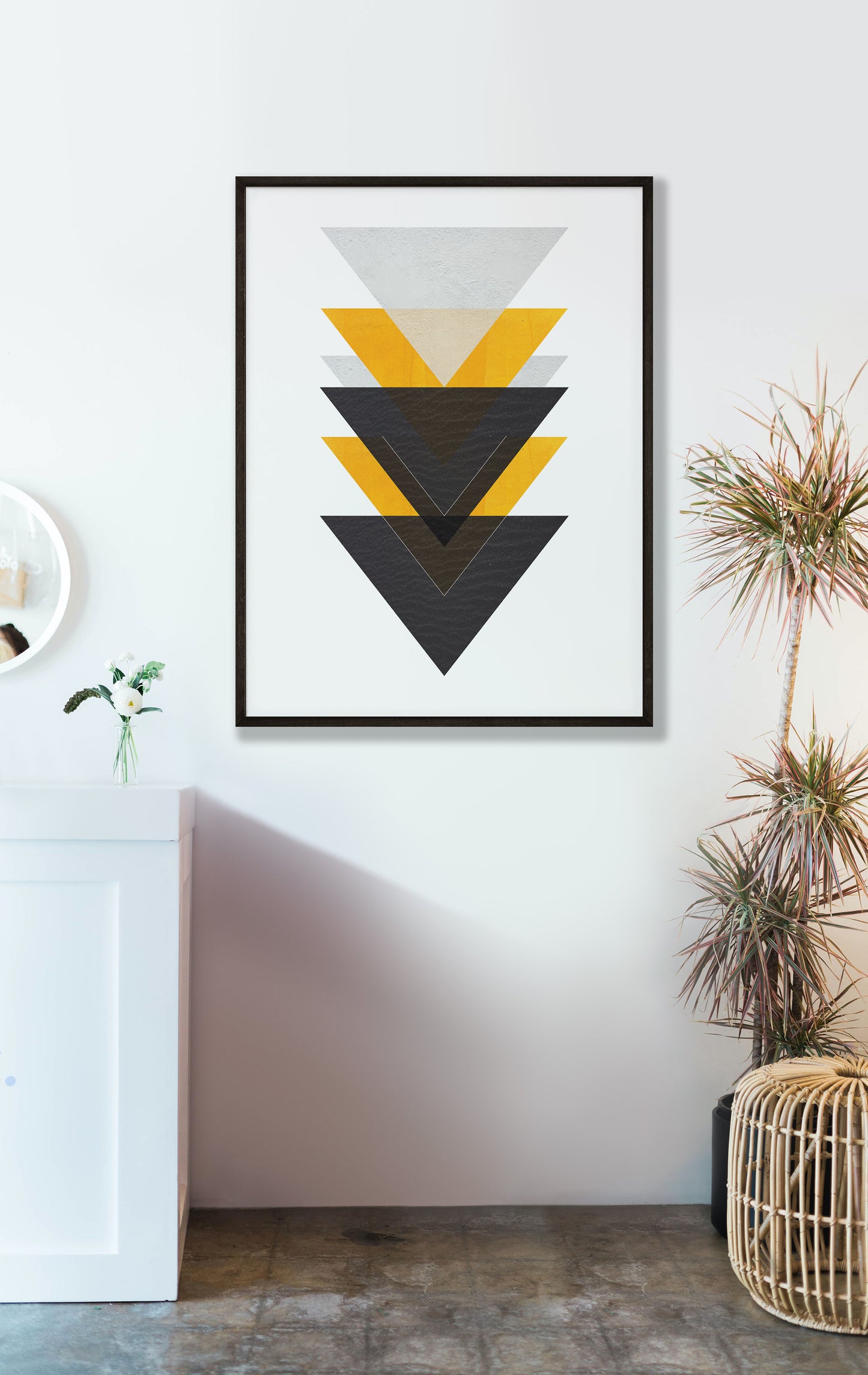 Carbon Yellow and Black Triangles Print