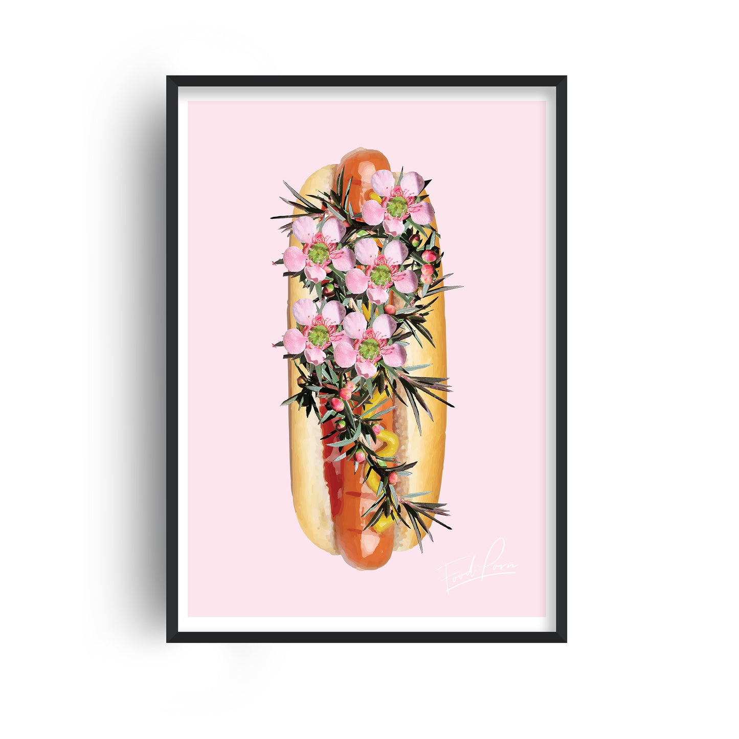 Food Porn Hot Dog Pink Print