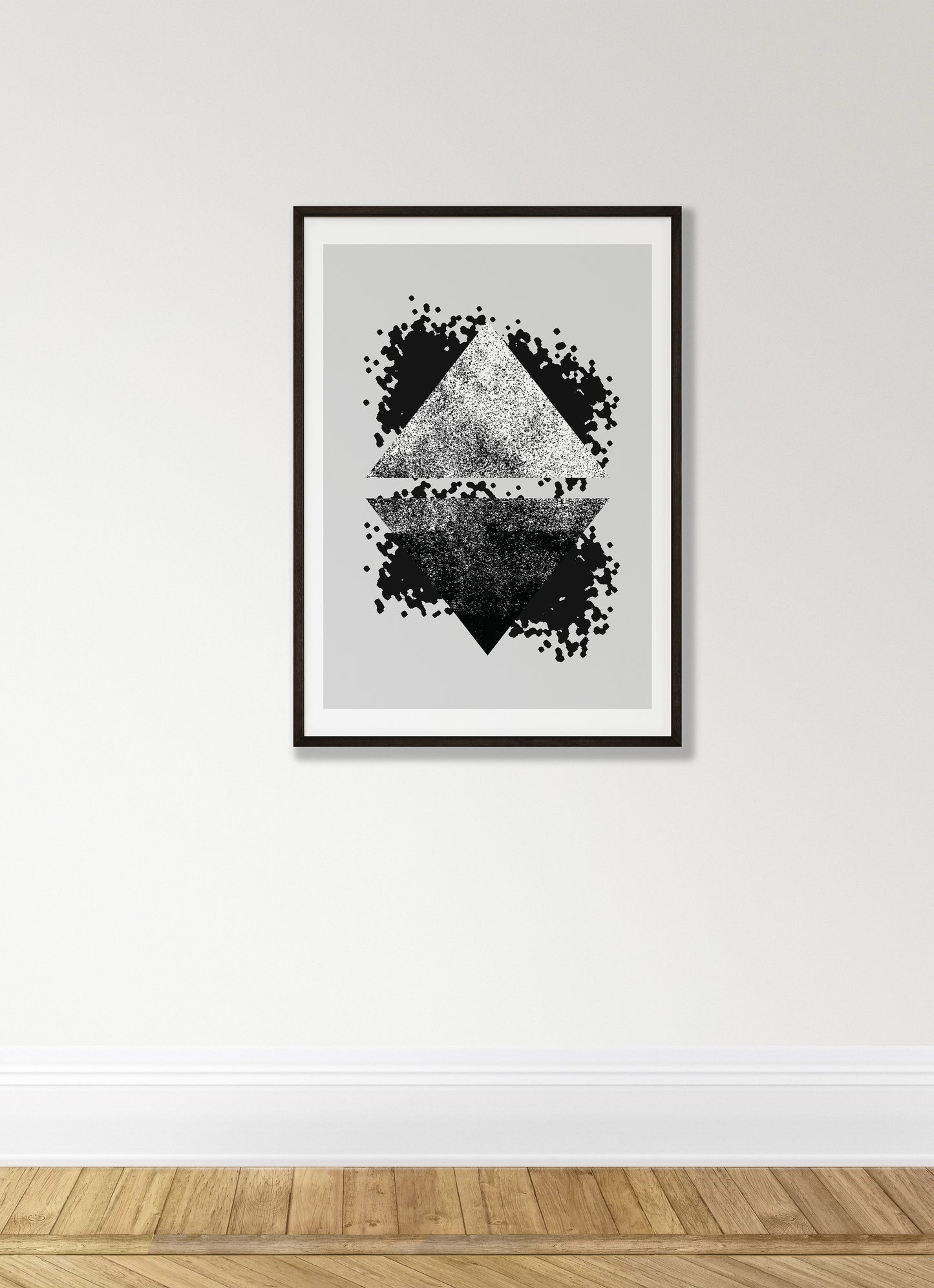 Graffiti Black and Grey Reflective Triangles Print