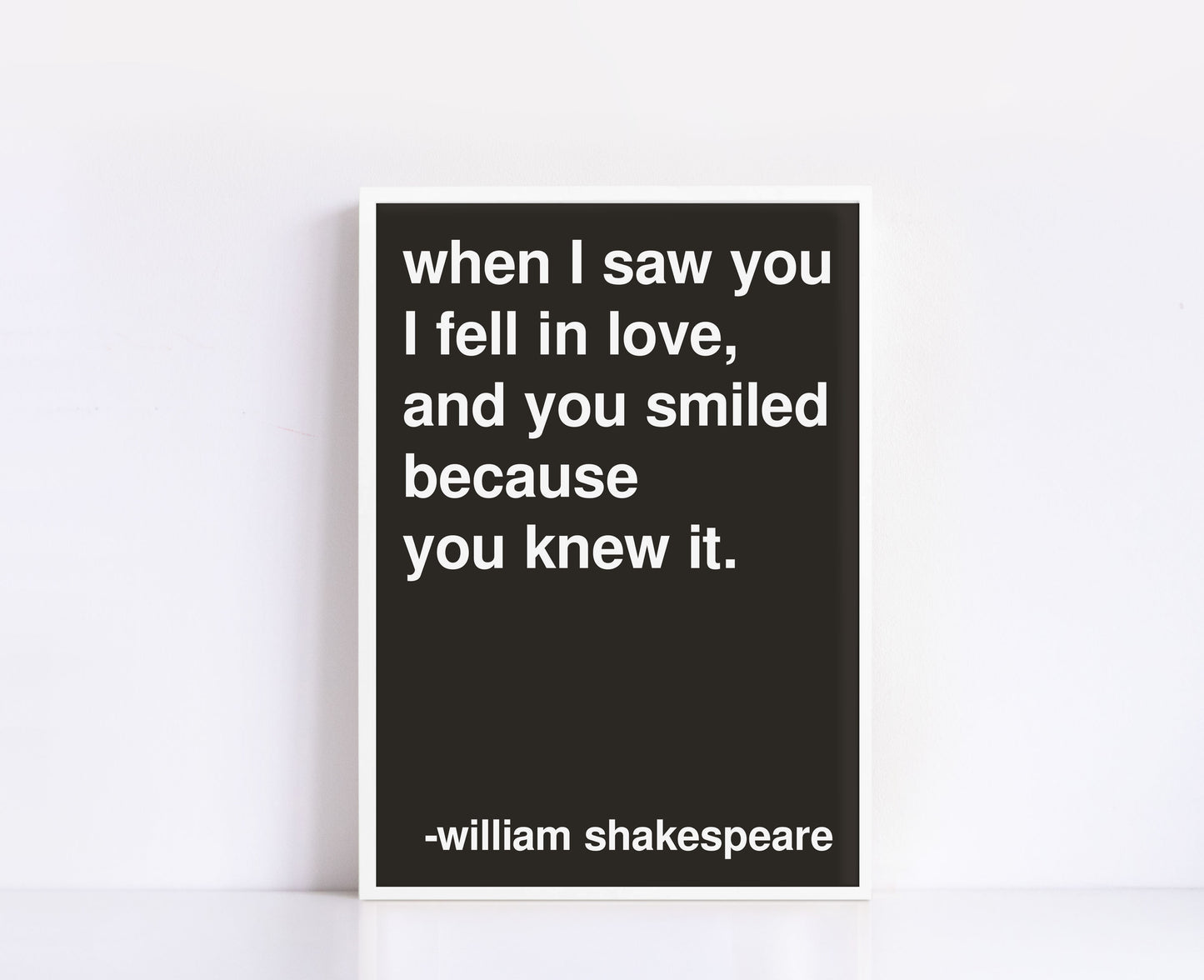 Fell in Love Shakespeare Statement Black Print