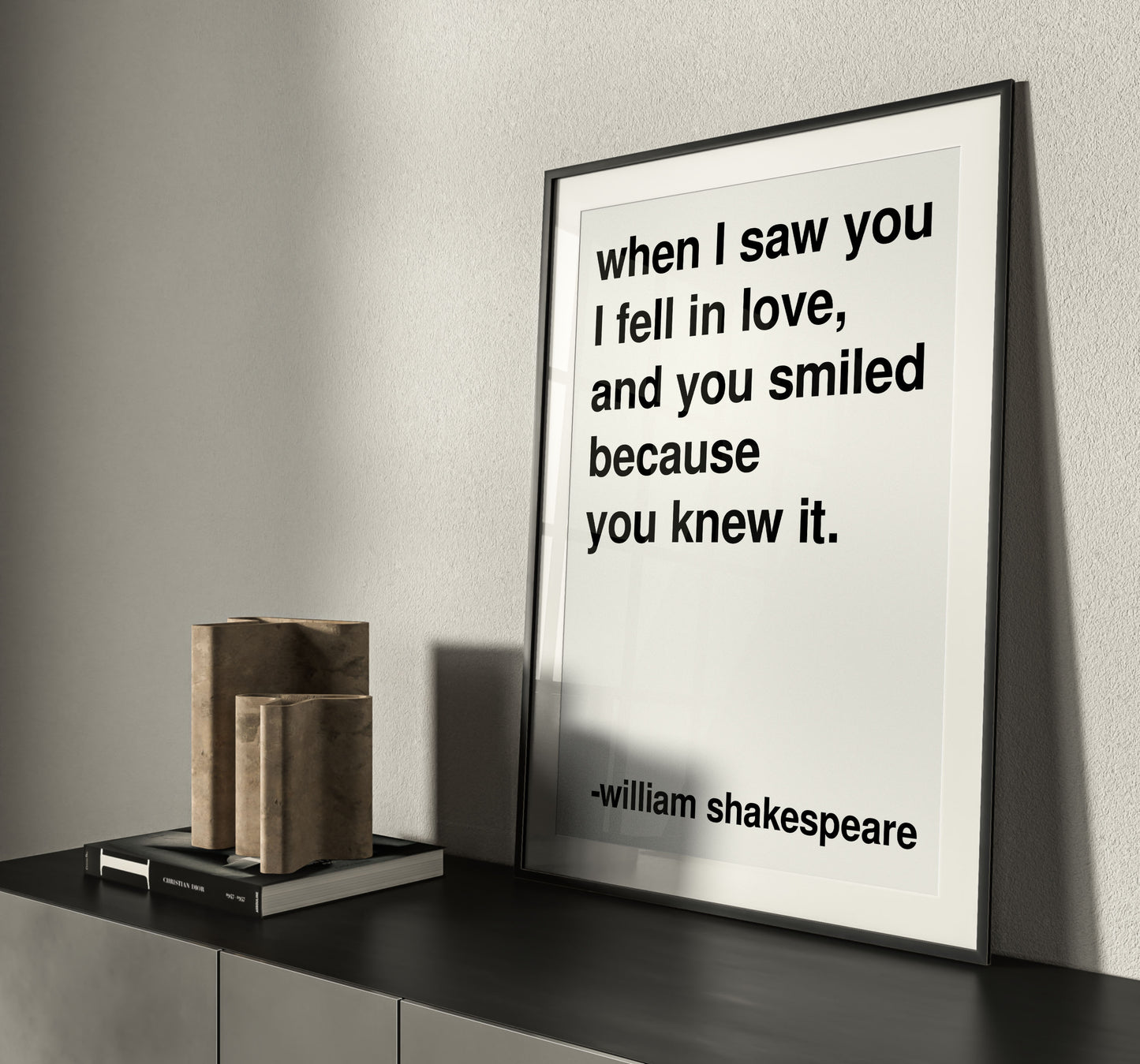 Fell in Love Shakespeare Statement White Print