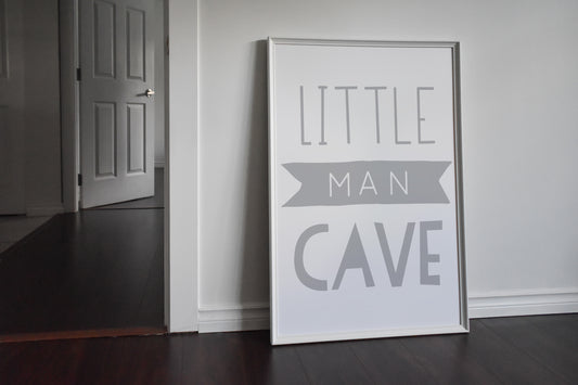 Little Man Cave Banner Grey Print