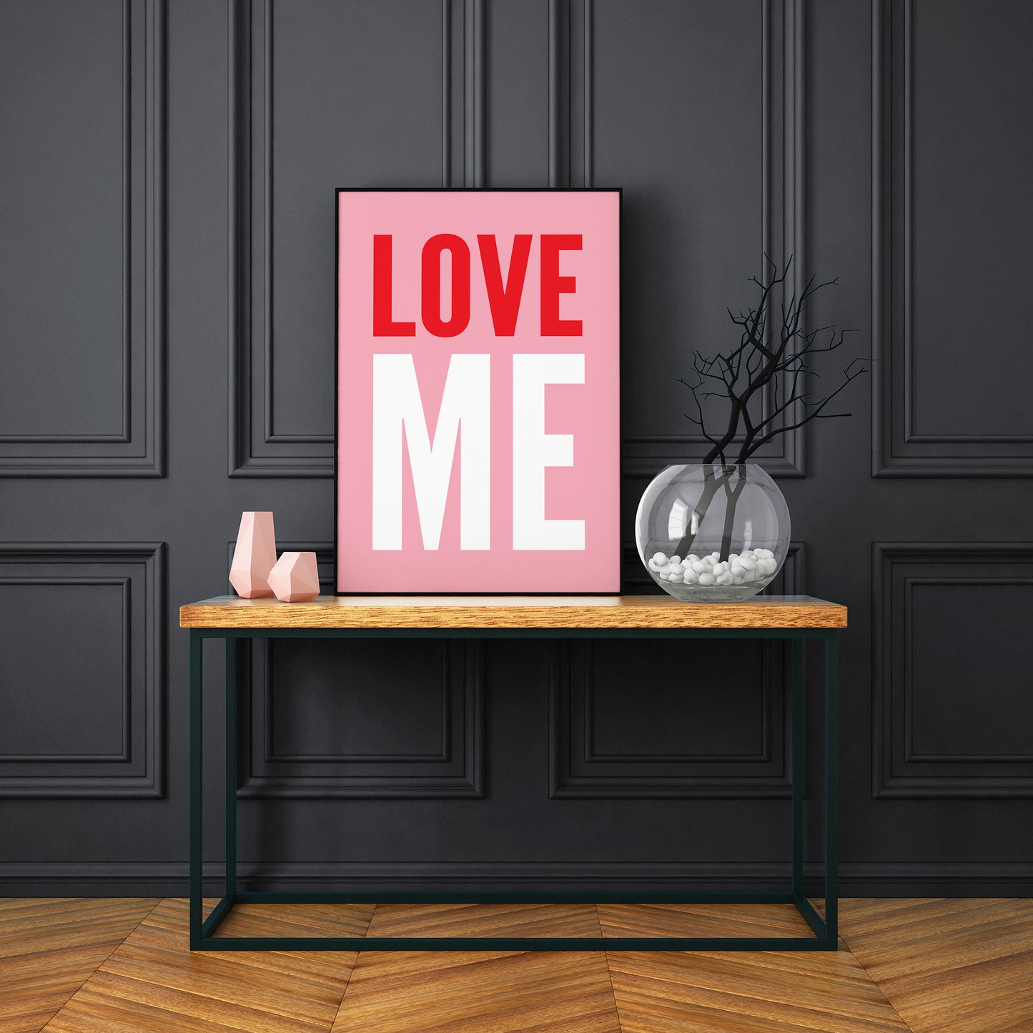 Love Me Pink Red and White Print
