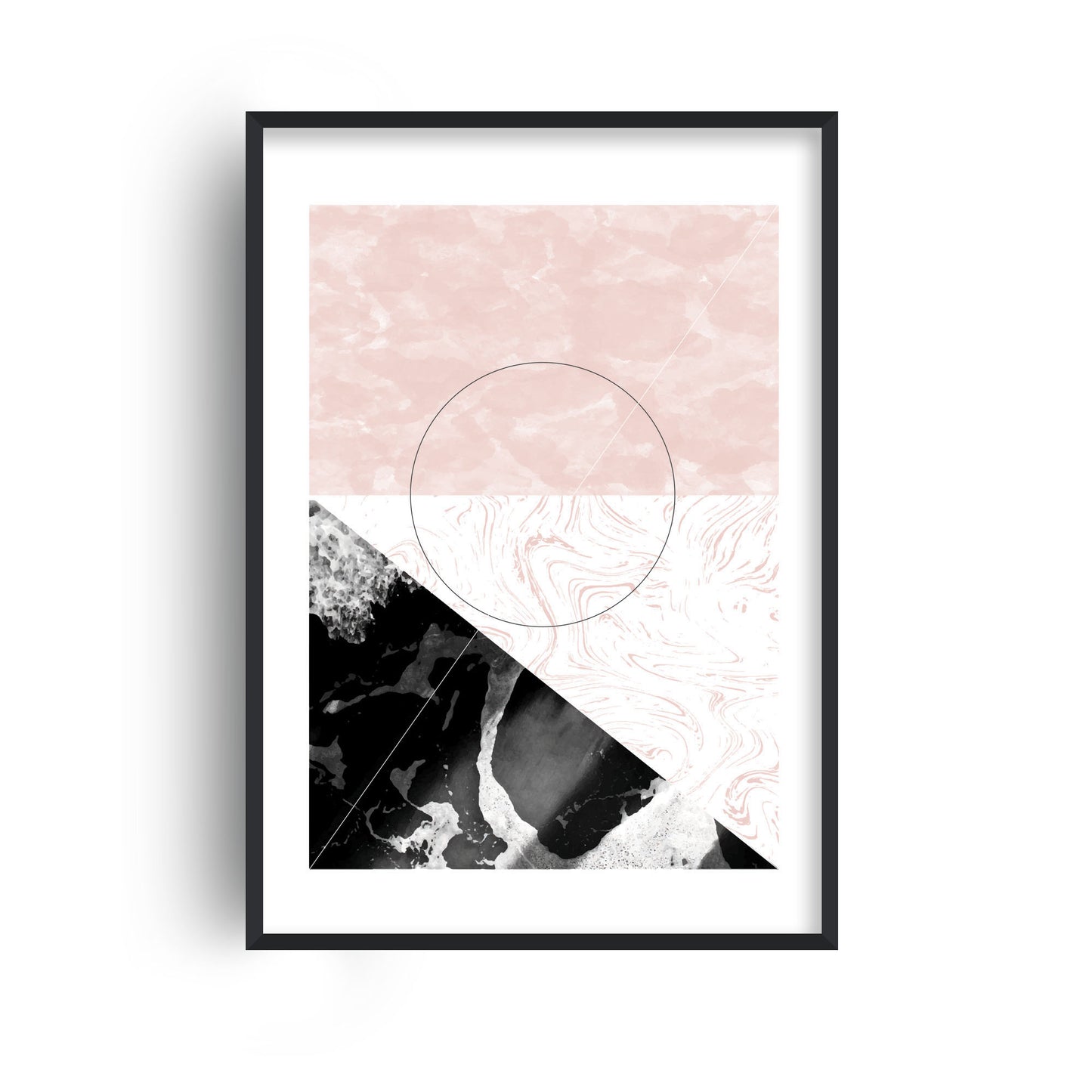 Marble Black and Pink Rectangle Abstract Print