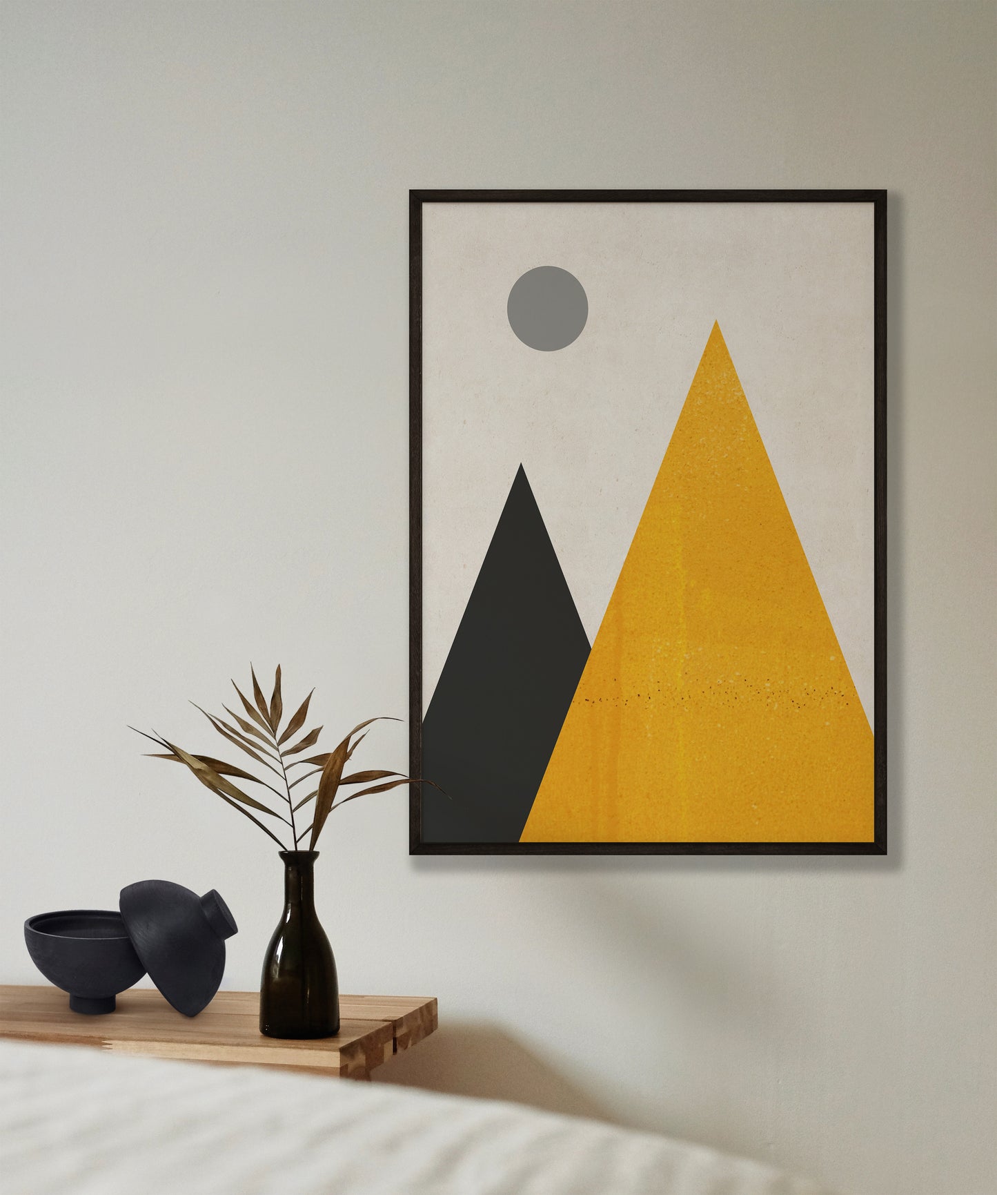 Mountains and Moon Mustard Print