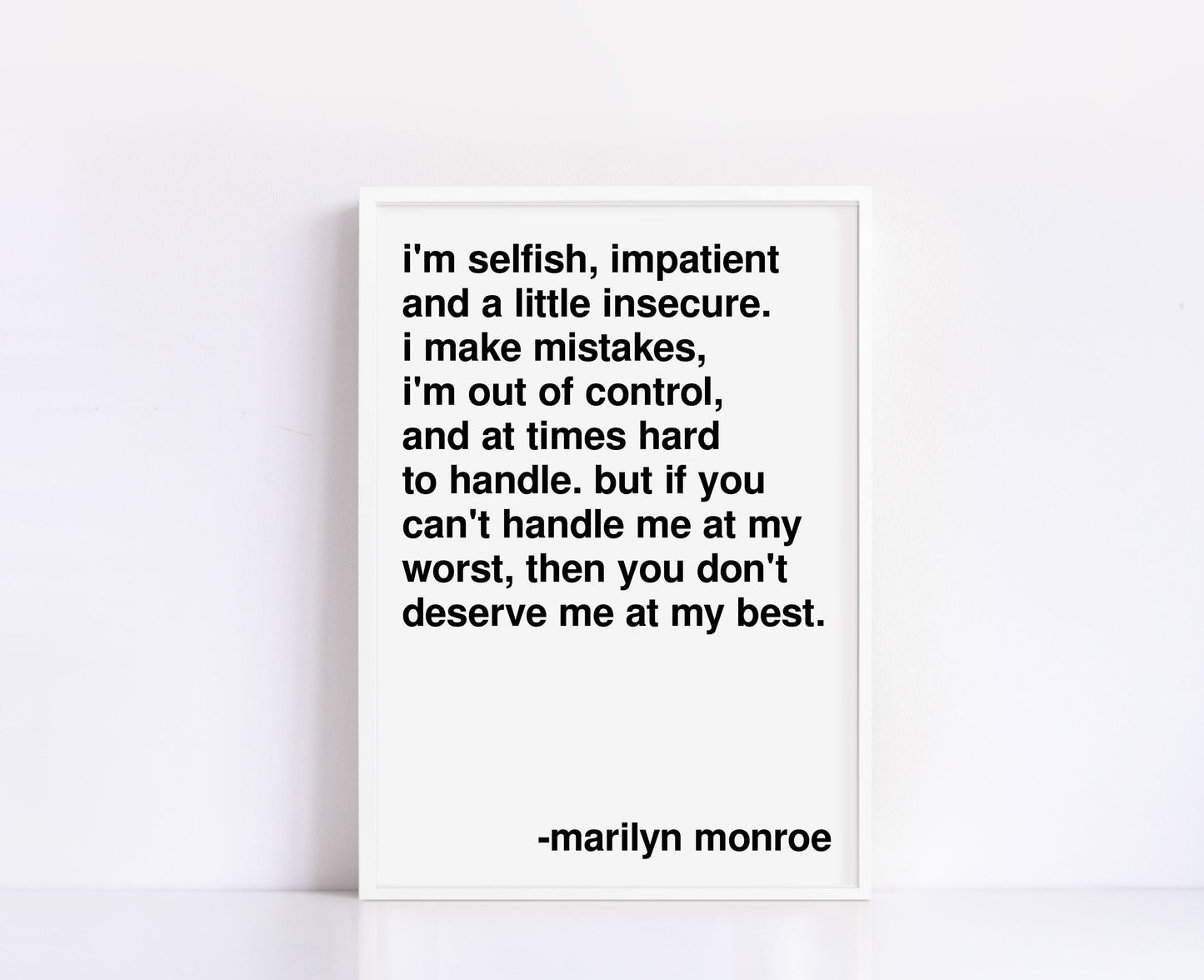 Selfish Marilyn Monroe Statement White Print
