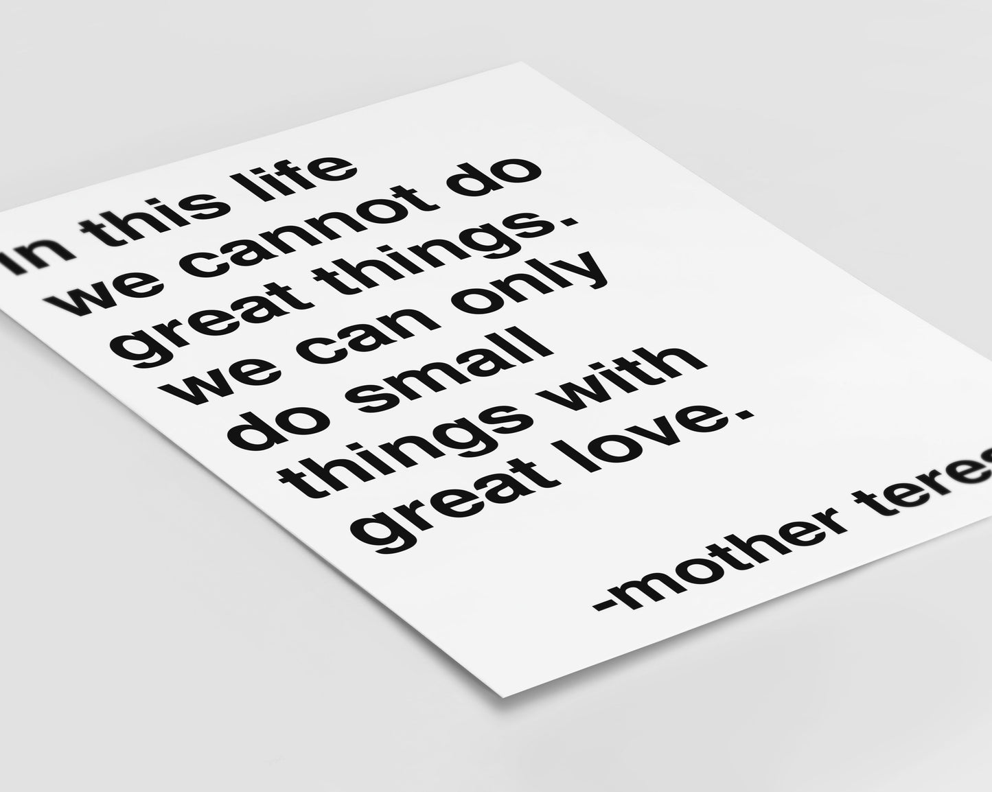 Small Things Mother Teresa Statement White Print