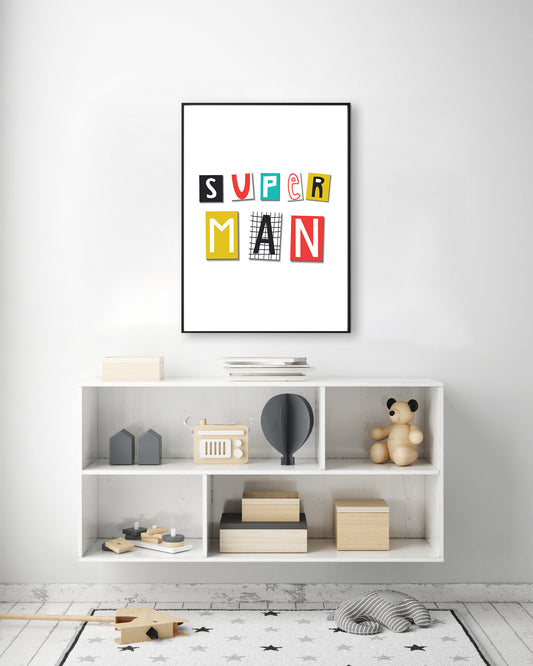 Super Man Typography Print