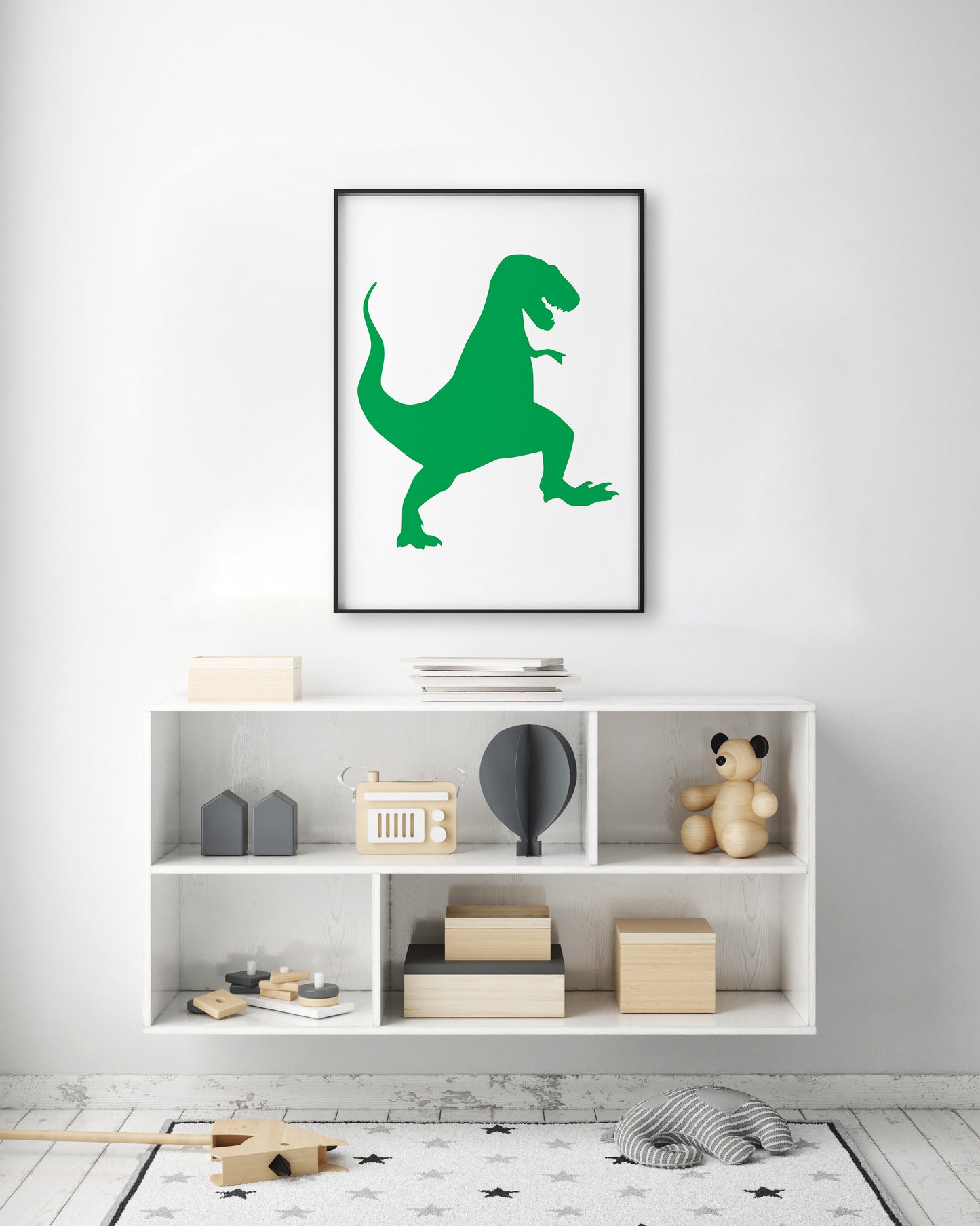 T-Rex Dinosaur Green Print