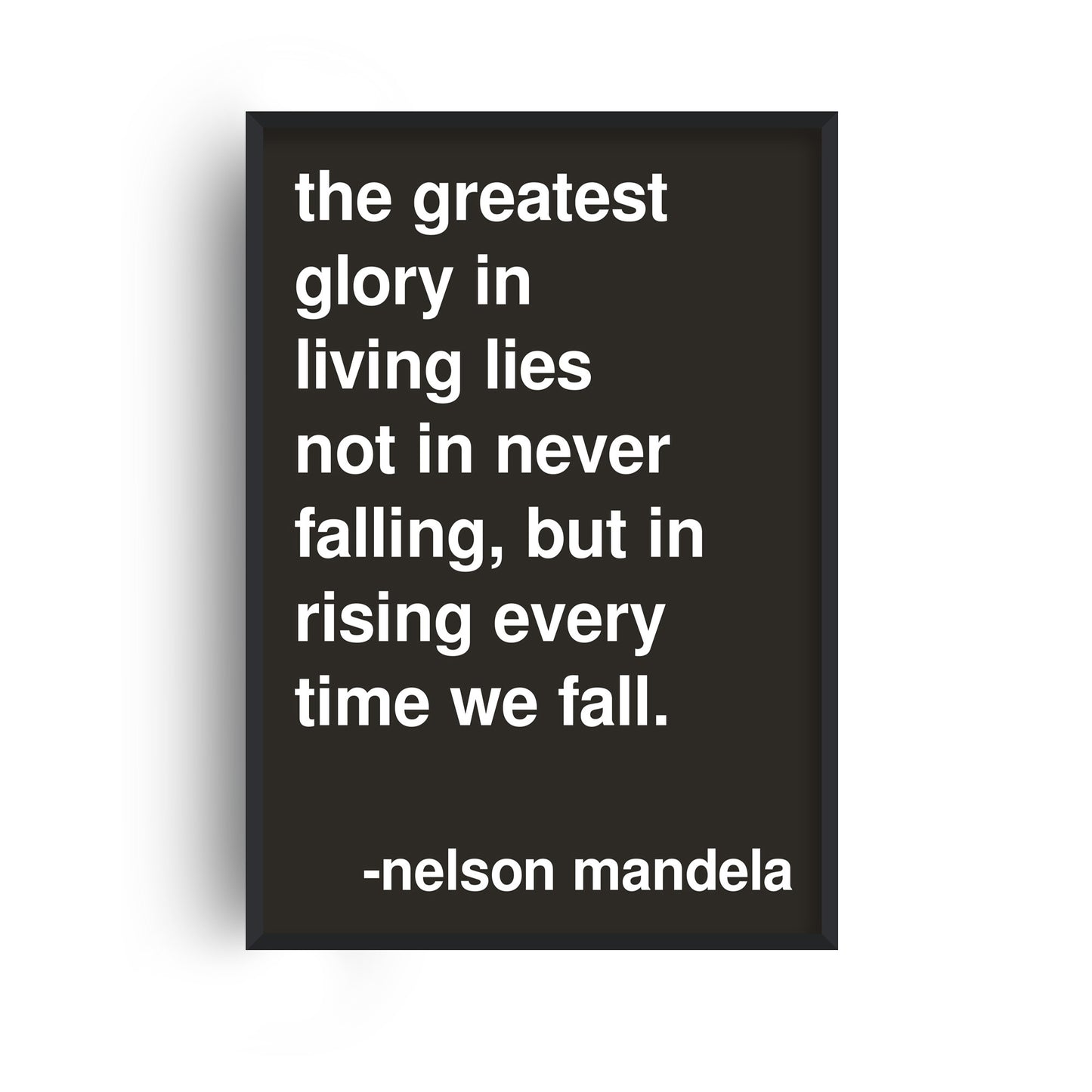 Greatest Glory Nelson Mandela Statement Black Print