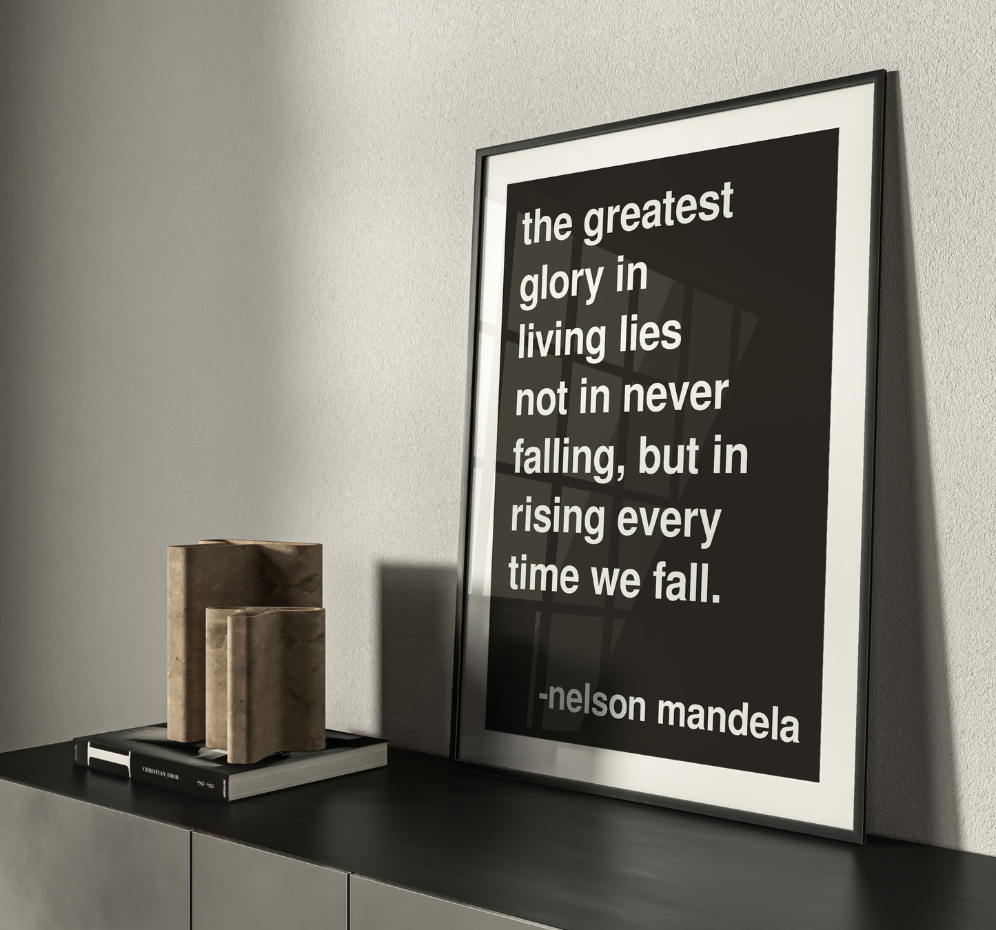 Greatest Glory Nelson Mandela Statement Black Print