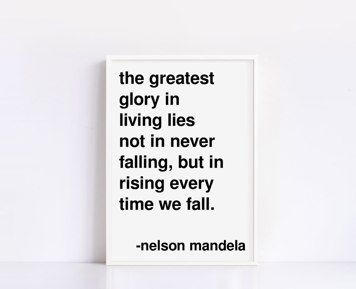 Greatest Glory Nelson Mandela Statement White Print