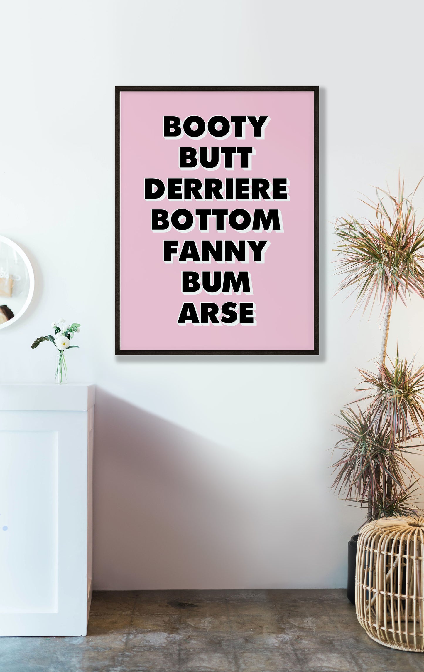 Words For Bum Pink and Black Print