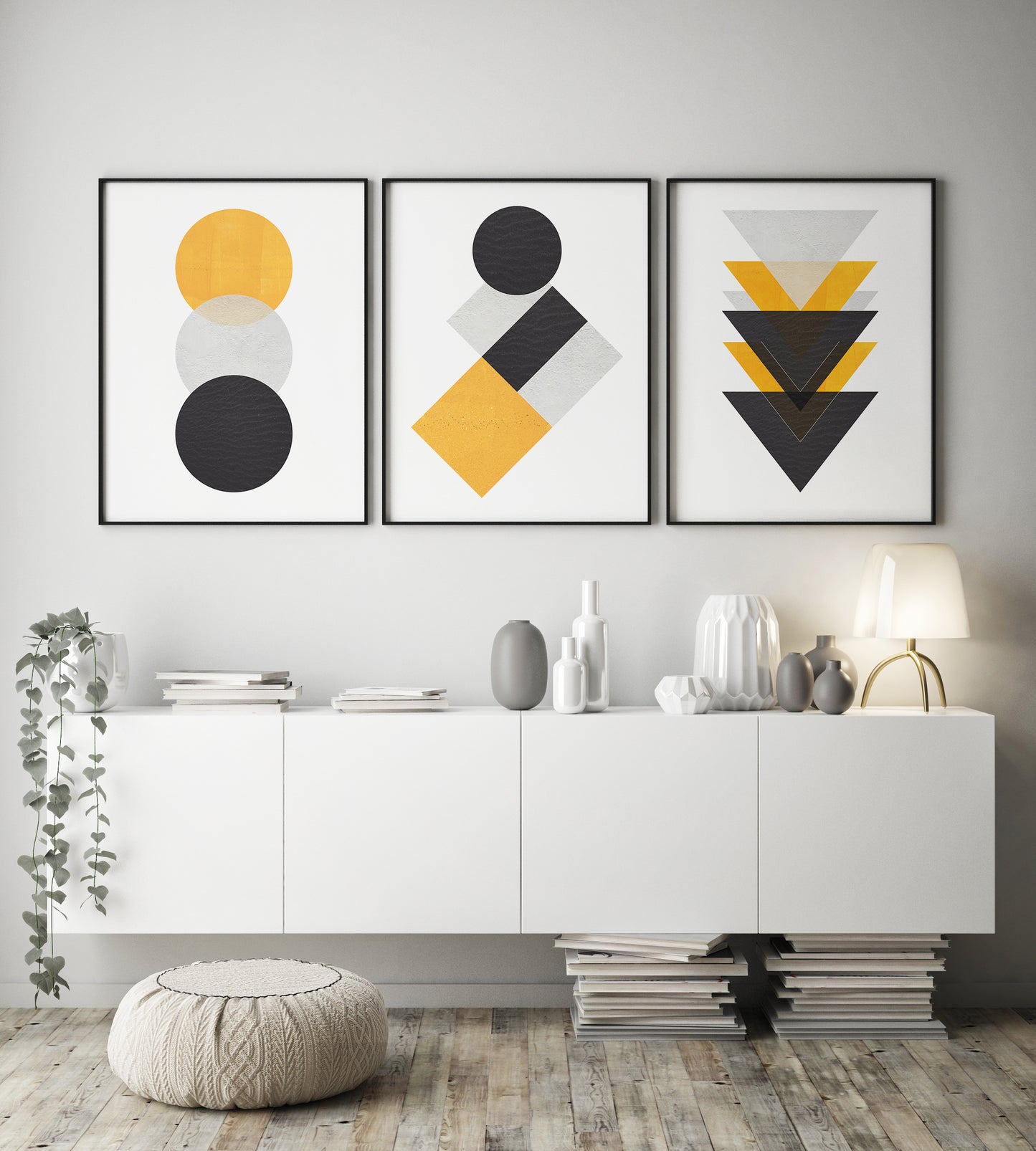 Carbon Yellow and Black Shapes Print