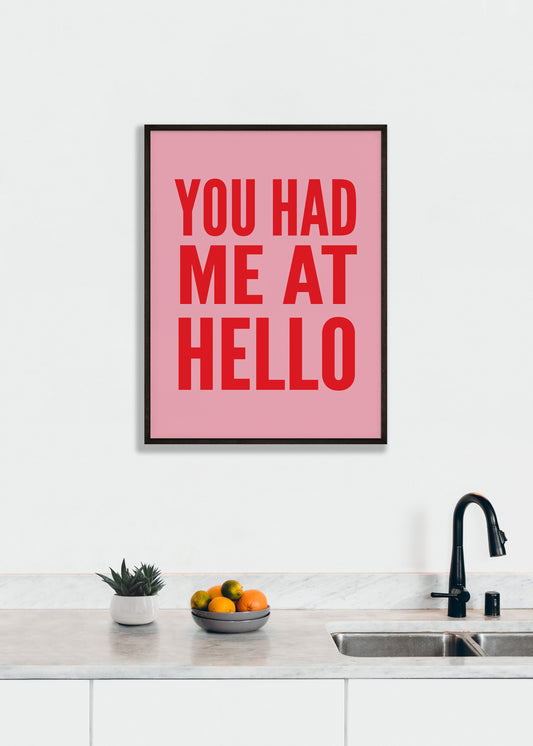 You Had Me At Hello Pink and Red Print