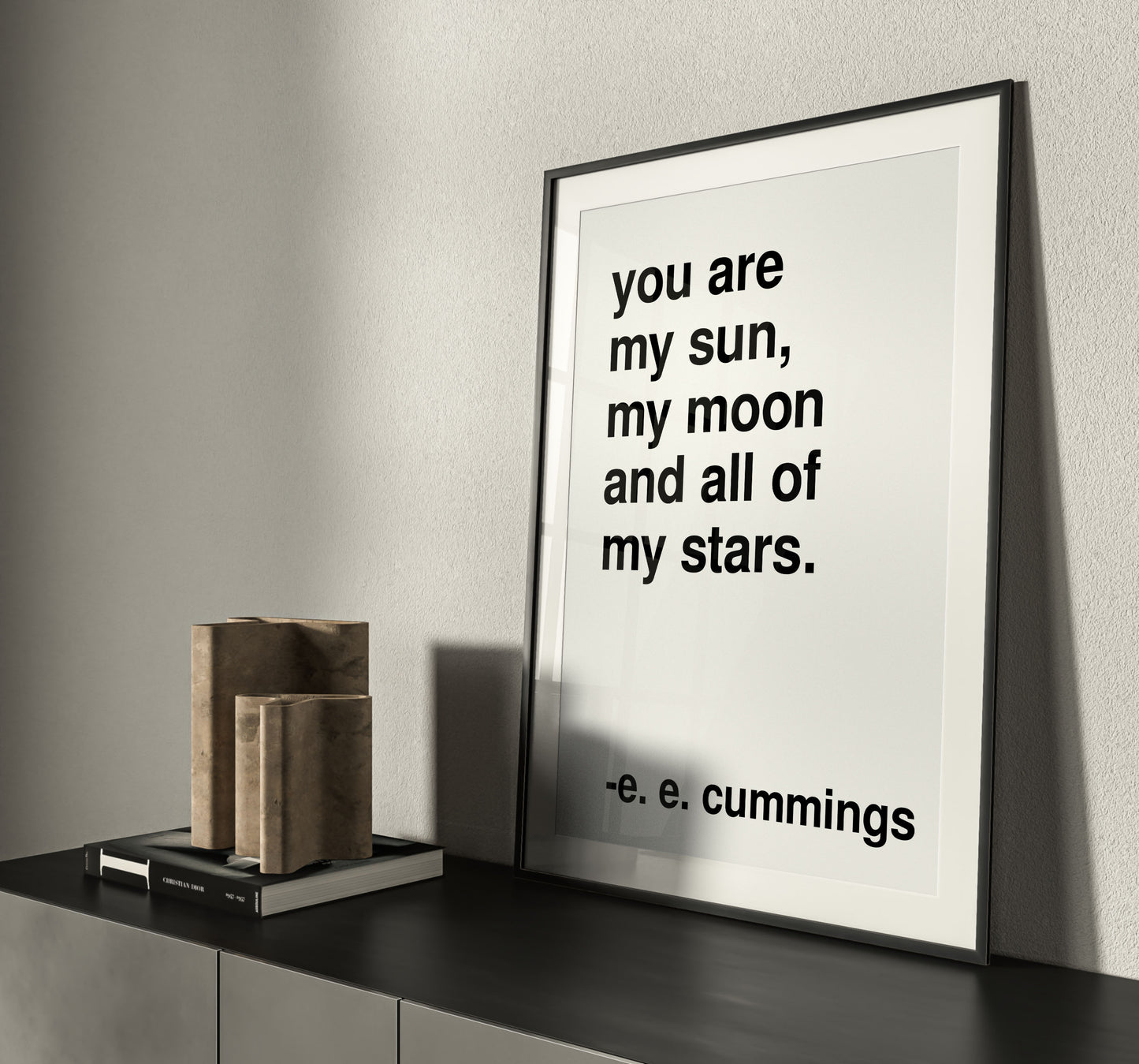 You Are My Sun Cummings Statement White Print
