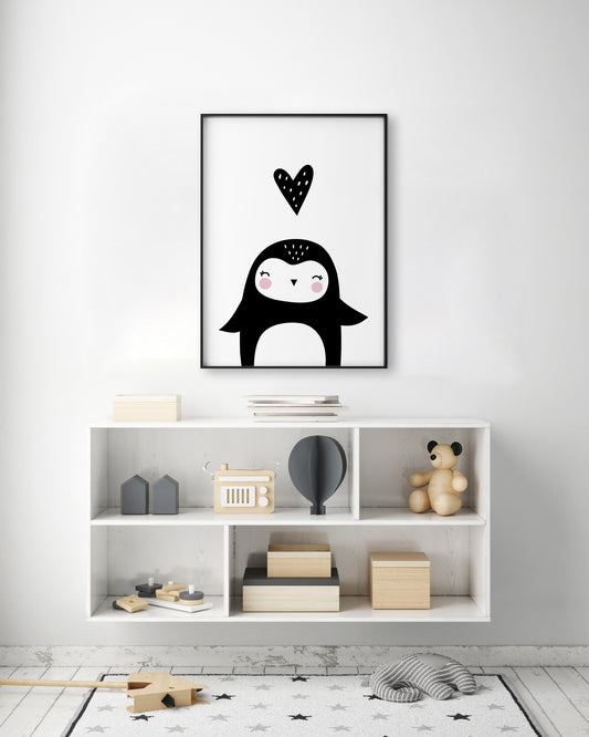 Penguin With Heart Print
